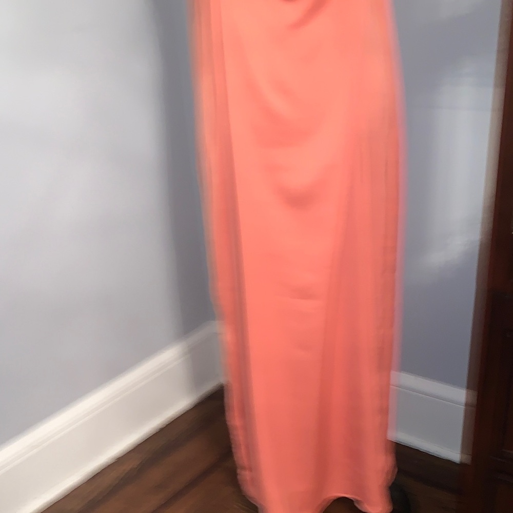 NEW- Chic Coral Maxi Dress With Slit Up One Side - Picture 9 of 9